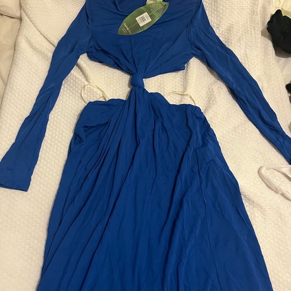 NWT Farm Rio Blue Knot Cut Out Maxi Dress Size Small Medium Blue - Picture 5 of 7